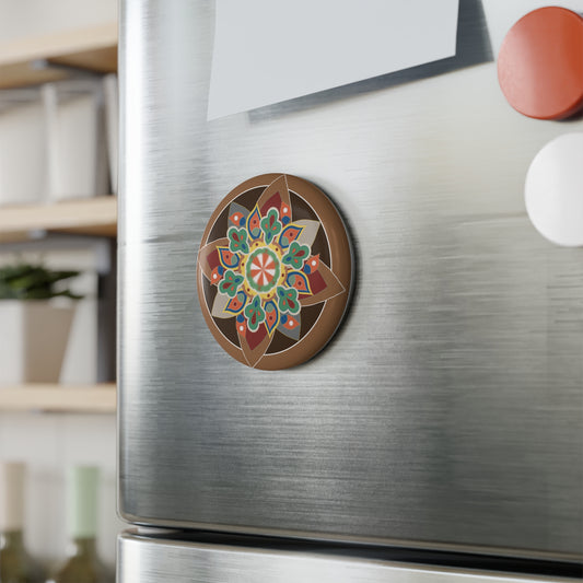 Colorful Mandala Button Magnets | Home Decor, Gifts, Refrigerator Magnets, Art Collectibles, Bohemian Vibes